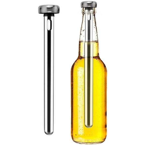 Drink Through Beer/Drinks Chiller Sticks, 2 Pieces, Silver, 8.5 inch