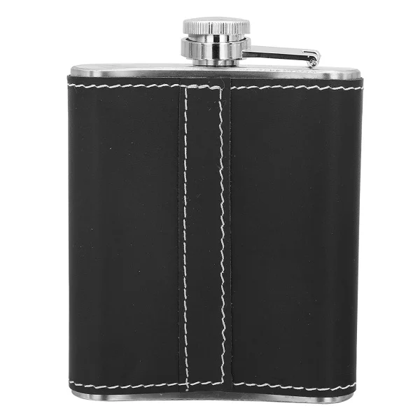 Stainless Steel and Stitched Leather Hip Flask 8 Oz (230 ml) - Image 4