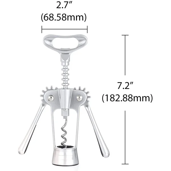 Multi Functional Corkscrew/Wine Opener/Bottle Opener/Foil Cutter, 7.2 inch, Matte Silver - Image 2