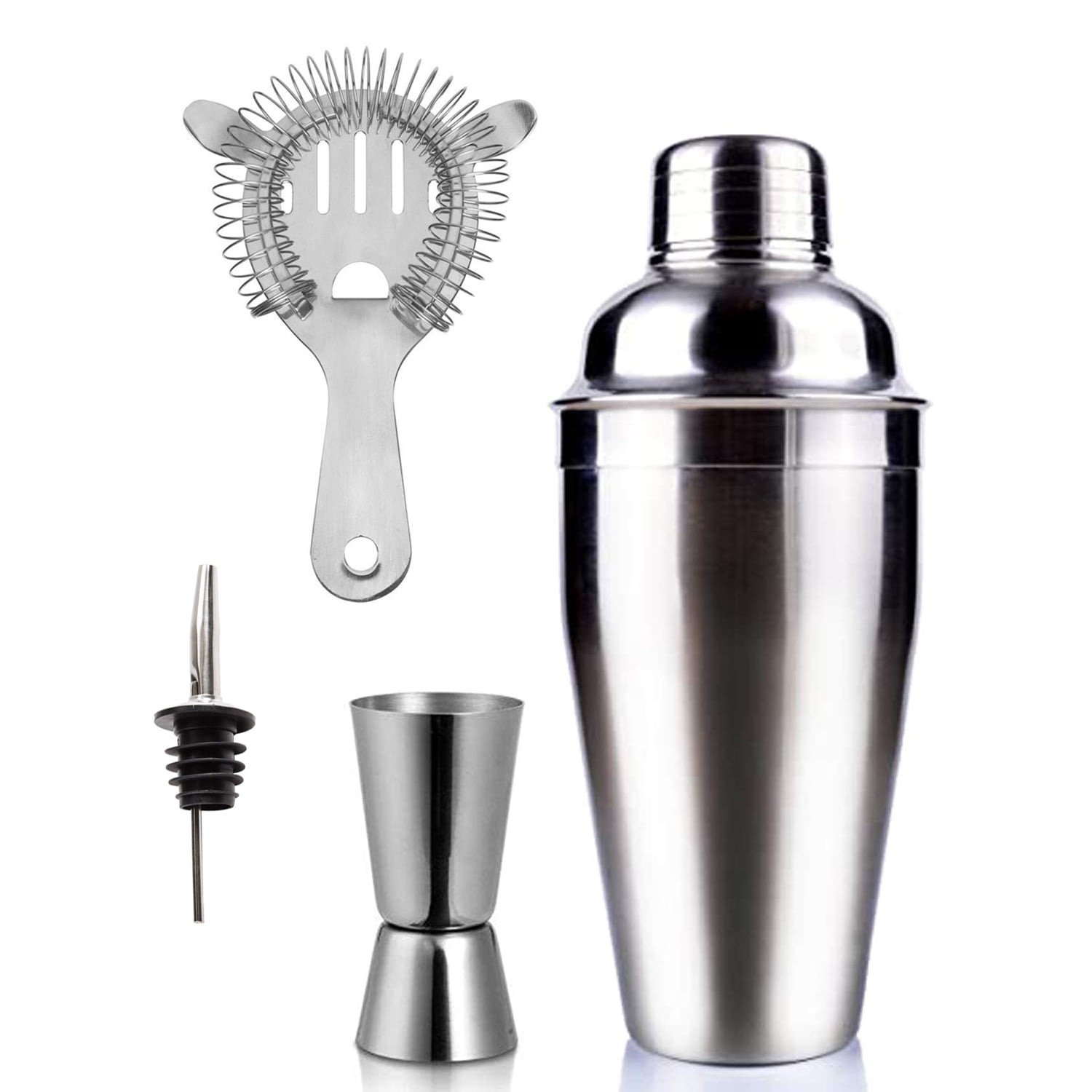 Cocktail Shaker and Bar Tools Set of 4 pieces, Stainless Steel
