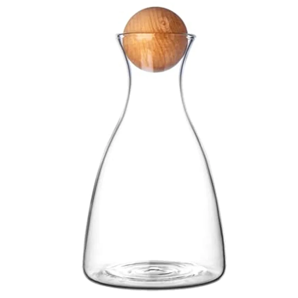 Glass Decanter for Wines and Whiskeys with Wooden Stopper, 1700ml