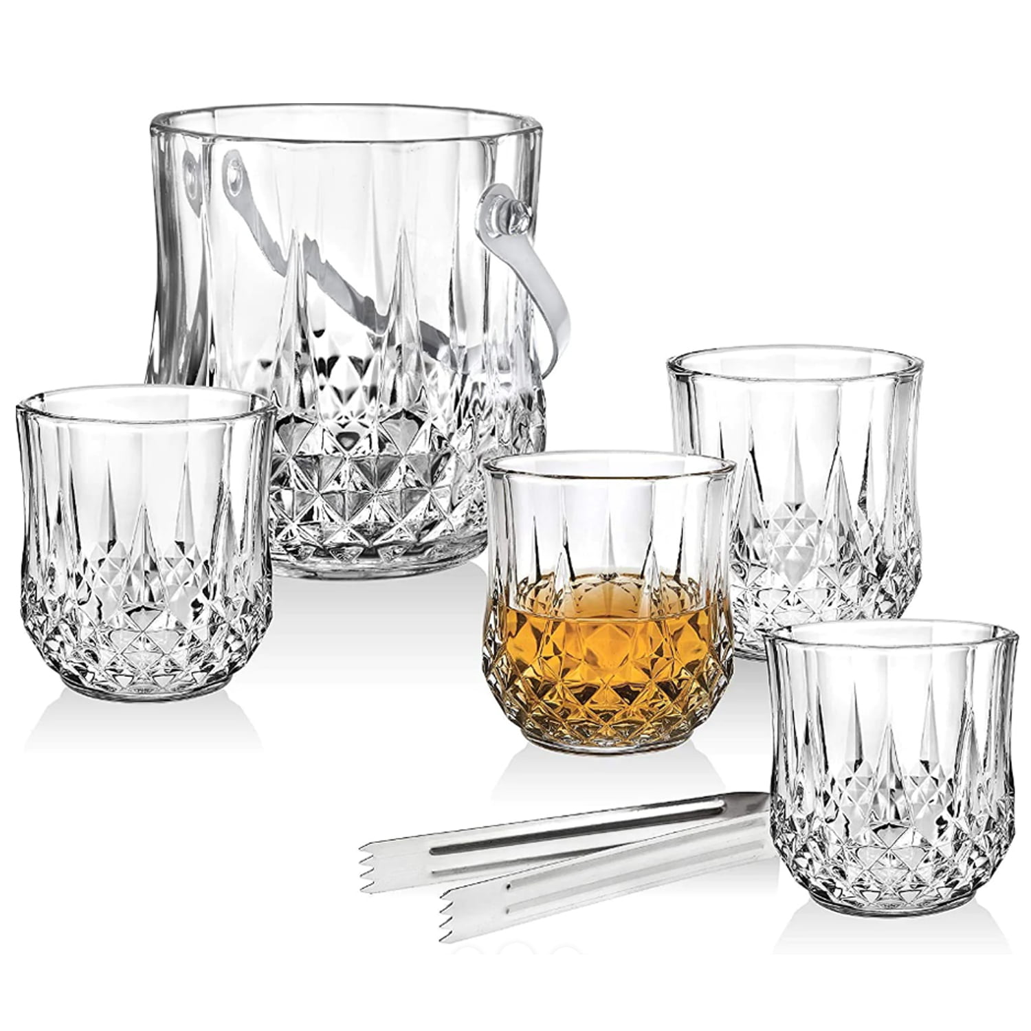 Bar Set of Glass Ice Bucket with Whiskey Glasses The Bar Shop