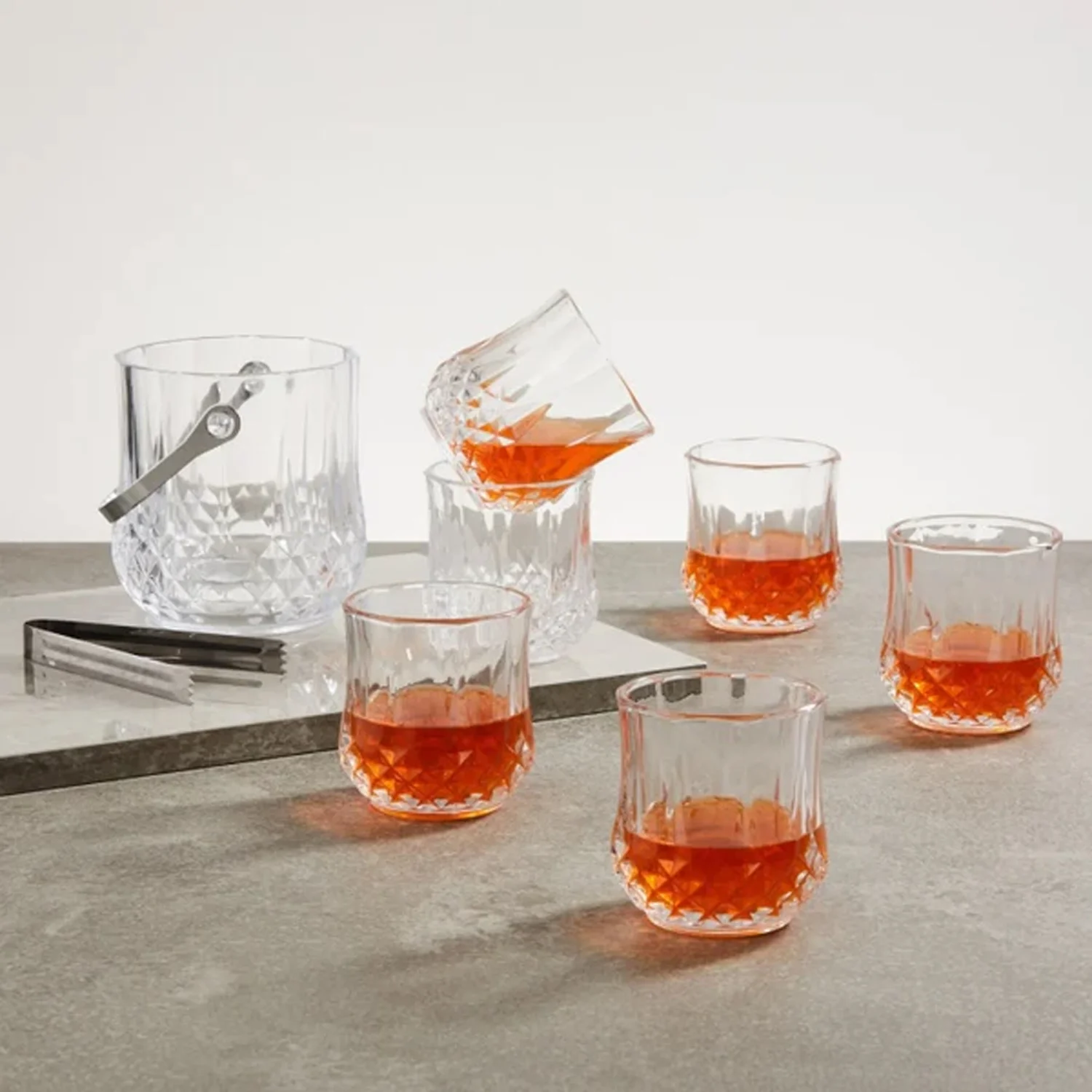 Long Champ Glass Ice Bucket with Whiskey Glasses - Image 4