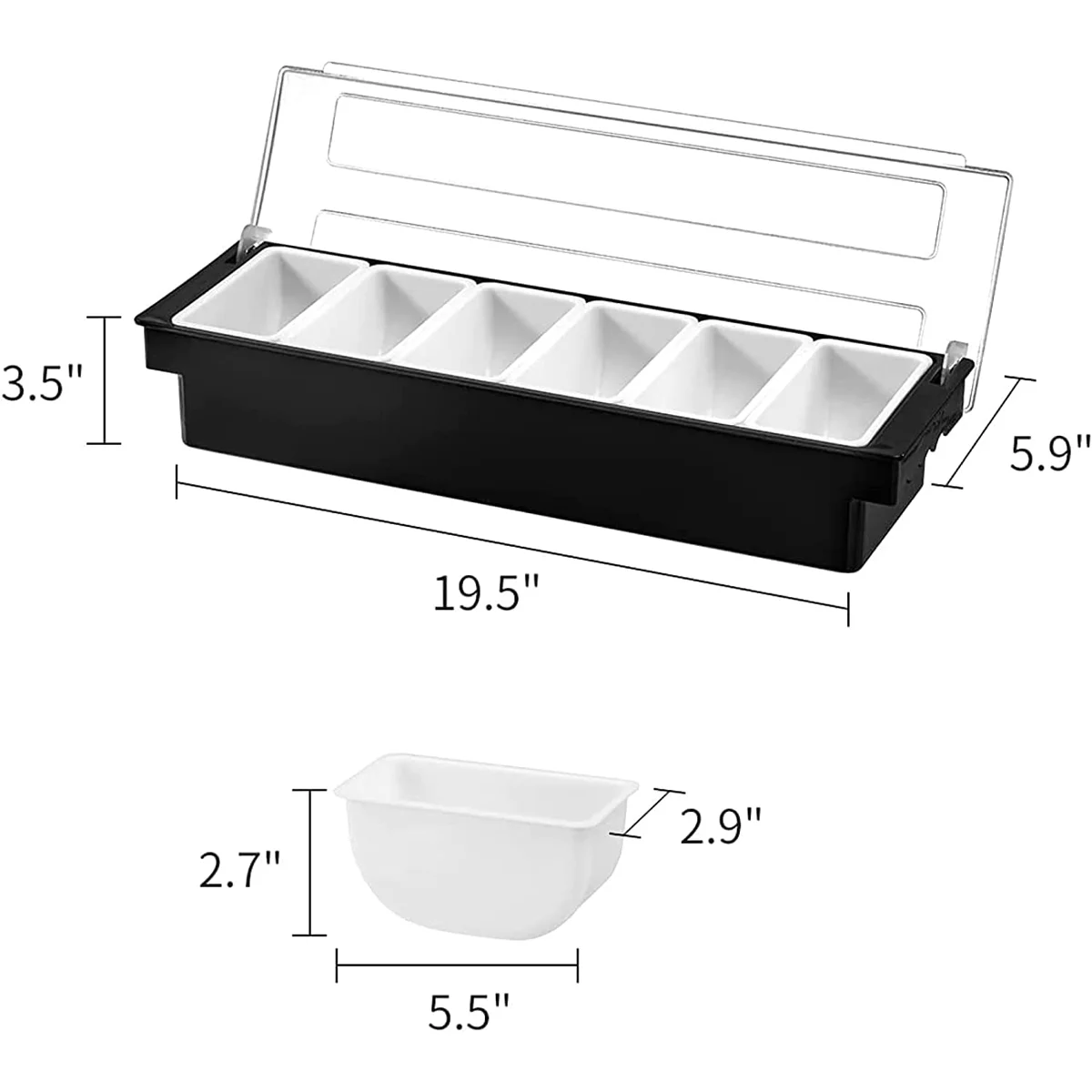 6 Compartment Garnish Tray/Condiment Rack - Image 2
