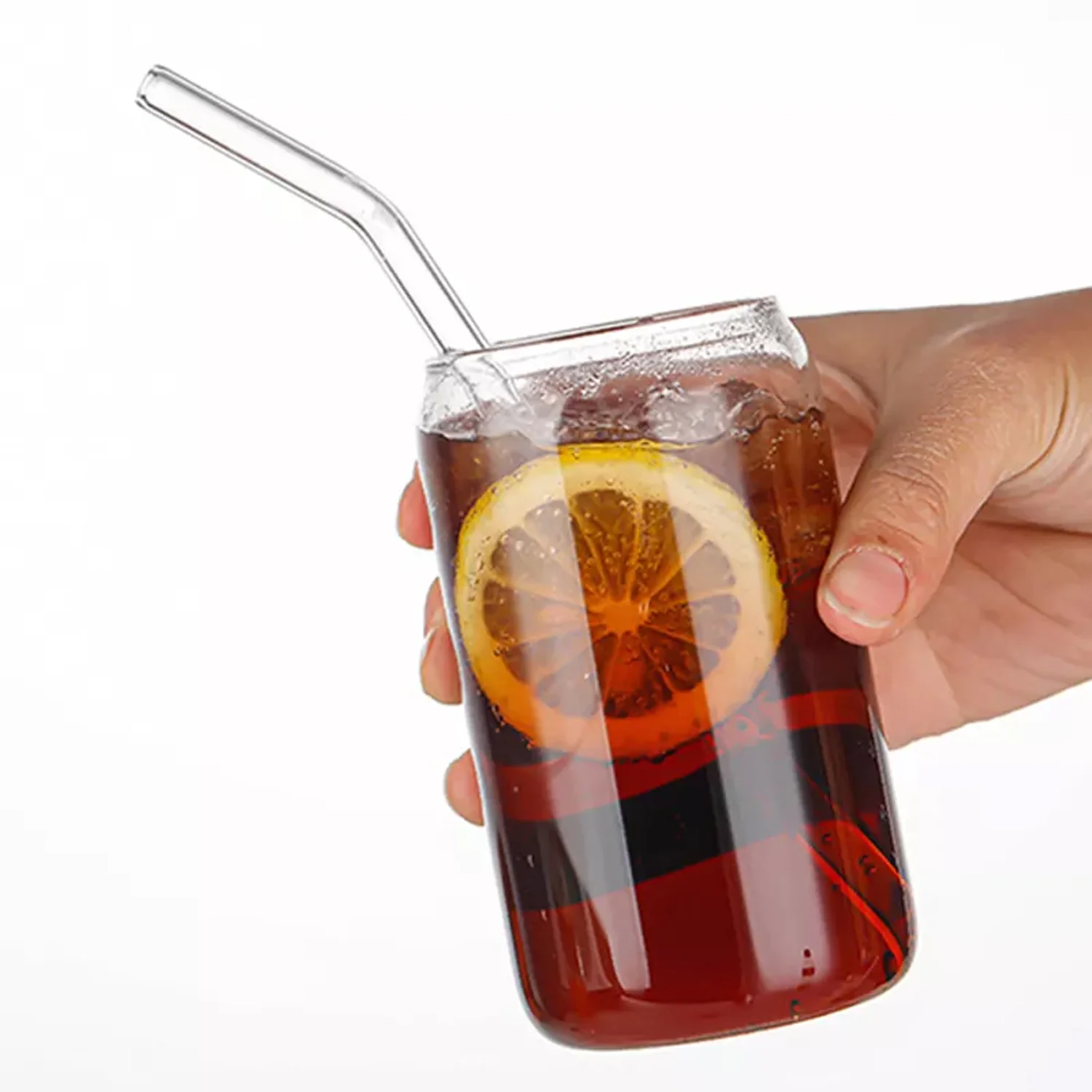 Glass Can Set with Glass Straw, Pack of 2, 500 ml - Image 3